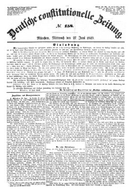 Deutsche constitutionelle Zeitung Mittwoch 27. Juni 1849