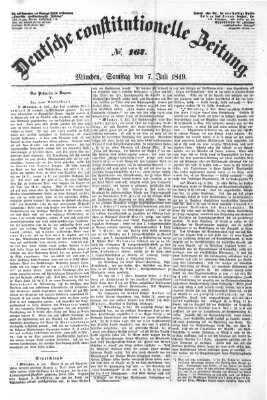 Deutsche constitutionelle Zeitung Samstag 7. Juli 1849