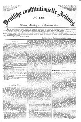 Deutsche constitutionelle Zeitung Freitag 31. August 1849