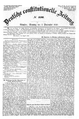 Deutsche constitutionelle Zeitung Samstag 1. September 1849