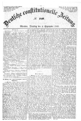Deutsche constitutionelle Zeitung Sonntag 2. September 1849