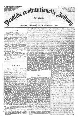 Deutsche constitutionelle Zeitung Dienstag 4. September 1849