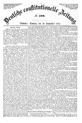 Deutsche constitutionelle Zeitung Samstag 15. September 1849