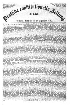 Deutsche constitutionelle Zeitung Dienstag 18. September 1849