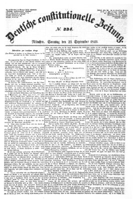 Deutsche constitutionelle Zeitung Samstag 22. September 1849