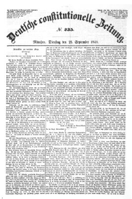 Deutsche constitutionelle Zeitung Sonntag 23. September 1849