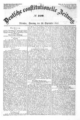 Deutsche constitutionelle Zeitung Samstag 29. September 1849