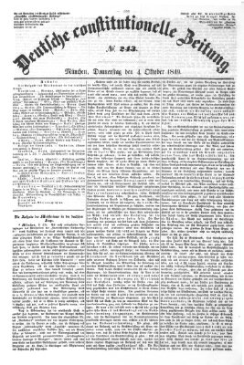 Deutsche constitutionelle Zeitung Mittwoch 3. Oktober 1849