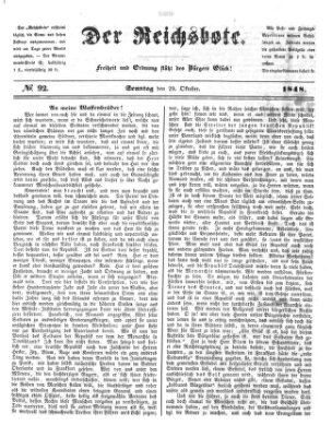 Der Reichsbote Sonntag 29. Oktober 1848