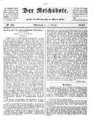 Der Reichsbote Mittwoch 15. November 1848