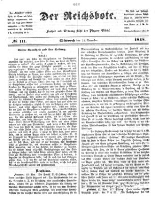 Der Reichsbote Mittwoch 22. November 1848