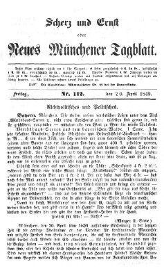 Neues Münchener Tagblatt Freitag 20. April 1849