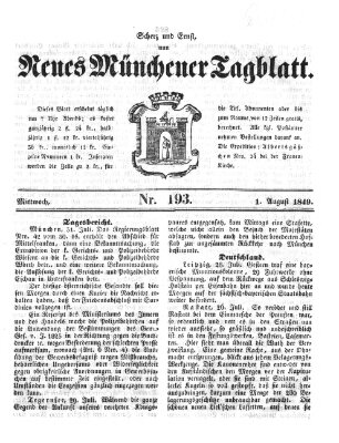 Neues Münchener Tagblatt Mittwoch 1. August 1849