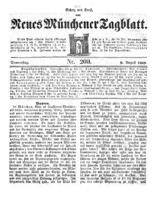 Neues Münchener Tagblatt Donnerstag 9. August 1849