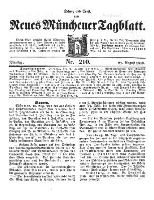 Neues Münchener Tagblatt Dienstag 21. August 1849