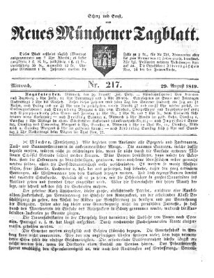 Neues Münchener Tagblatt Mittwoch 29. August 1849