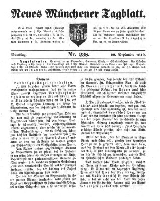 Neues Münchener Tagblatt Samstag 22. September 1849