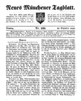 Neues Münchener Tagblatt Sonntag 23. September 1849