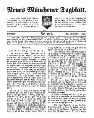 Neues Münchener Tagblatt Mittwoch 26. September 1849