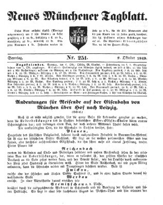 Neues Münchener Tagblatt Sonntag 7. Oktober 1849