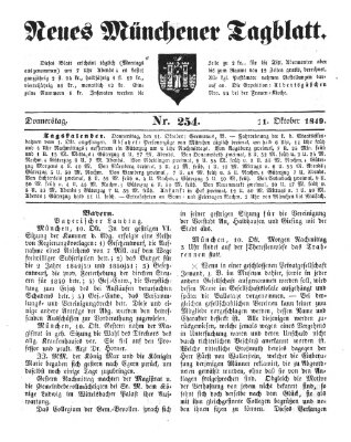 Neues Münchener Tagblatt Donnerstag 11. Oktober 1849