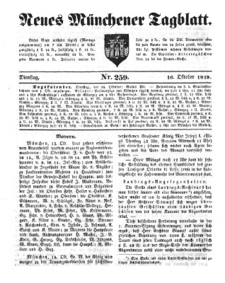 Neues Münchener Tagblatt Dienstag 16. Oktober 1849