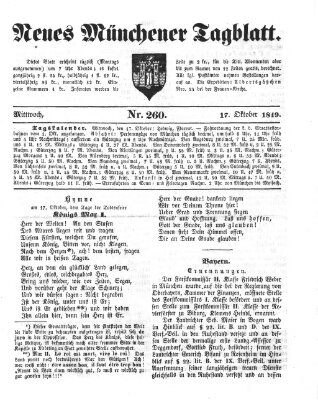 Neues Münchener Tagblatt Mittwoch 17. Oktober 1849