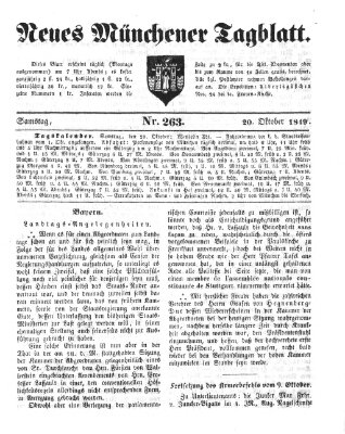 Neues Münchener Tagblatt Samstag 20. Oktober 1849