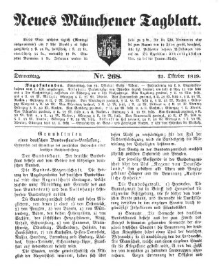 Neues Münchener Tagblatt Donnerstag 25. Oktober 1849