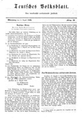 Teutsches Volksblatt Samstag 12. August 1848