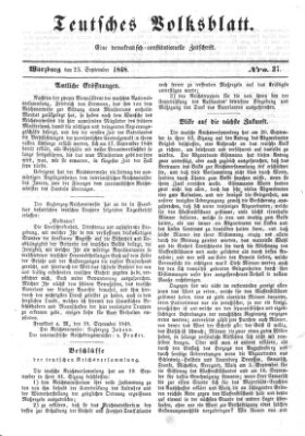 Teutsches Volksblatt Samstag 23. September 1848