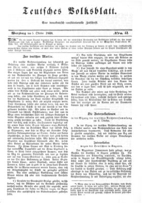 Teutsches Volksblatt Donnerstag 5. Oktober 1848