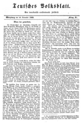 Teutsches Volksblatt Samstag 18. November 1848