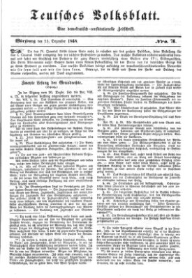 Teutsches Volksblatt Samstag 23. Dezember 1848