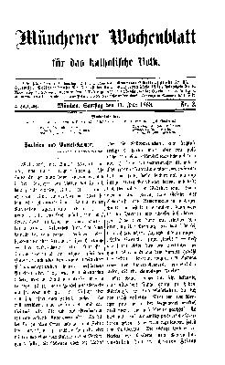 Münchener Wochenblatt für das katholische Volk Samstag 11. Juli 1868