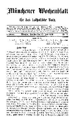 Münchener Wochenblatt für das katholische Volk Samstag 18. Juli 1868