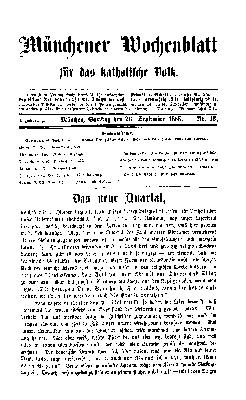 Münchener Wochenblatt für das katholische Volk Samstag 26. September 1868