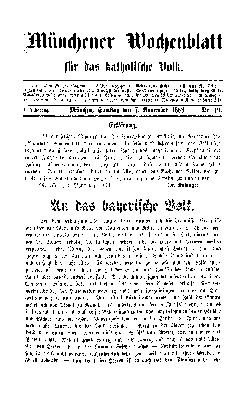 Münchener Wochenblatt für das katholische Volk Samstag 7. November 1868