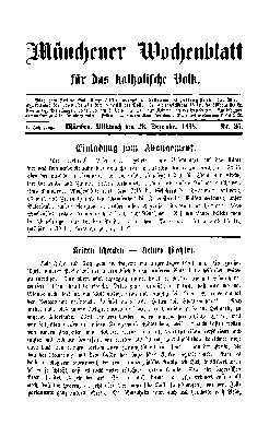 Münchener Wochenblatt für das katholische Volk Mittwoch 23. Dezember 1868