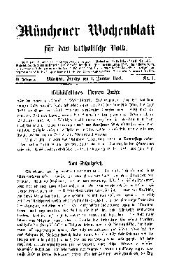 Münchener Wochenblatt für das katholische Volk Freitag 1. Januar 1869