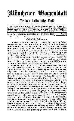 Münchener Wochenblatt für das katholische Volk Donnerstag 18. März 1869