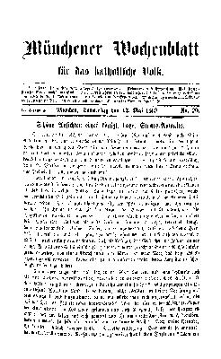 Münchener Wochenblatt für das katholische Volk Donnerstag 13. Mai 1869