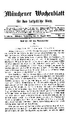 Münchener Wochenblatt für das katholische Volk Donnerstag 19. August 1869