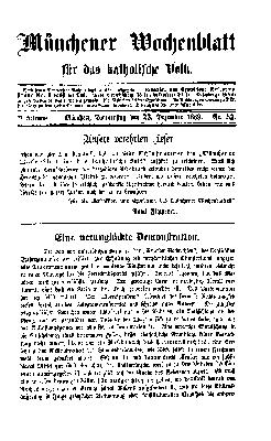 Münchener Wochenblatt für das katholische Volk Donnerstag 23. Dezember 1869