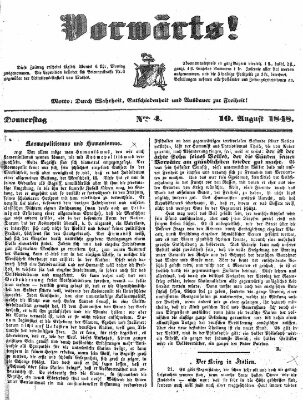 Vorwärts! Donnerstag 10. August 1848