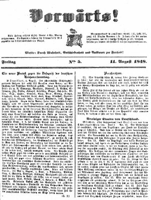 Vorwärts! Freitag 11. August 1848