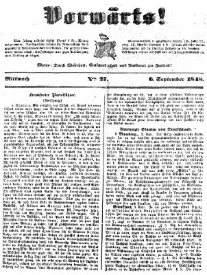 Vorwärts! Mittwoch 6. September 1848