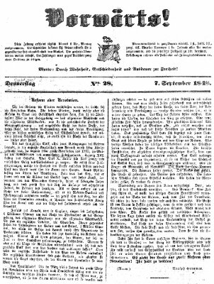 Vorwärts! Donnerstag 7. September 1848