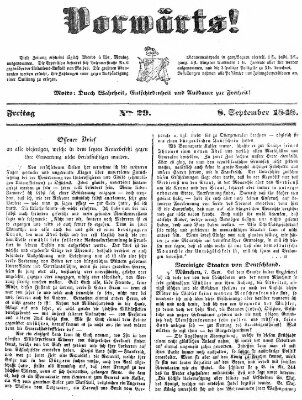 Vorwärts! Freitag 8. September 1848