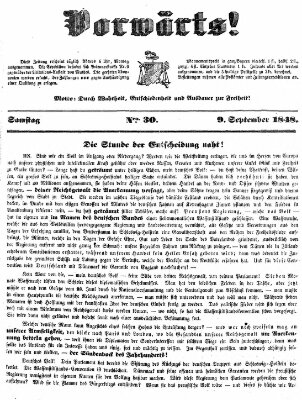 Vorwärts! Samstag 9. September 1848